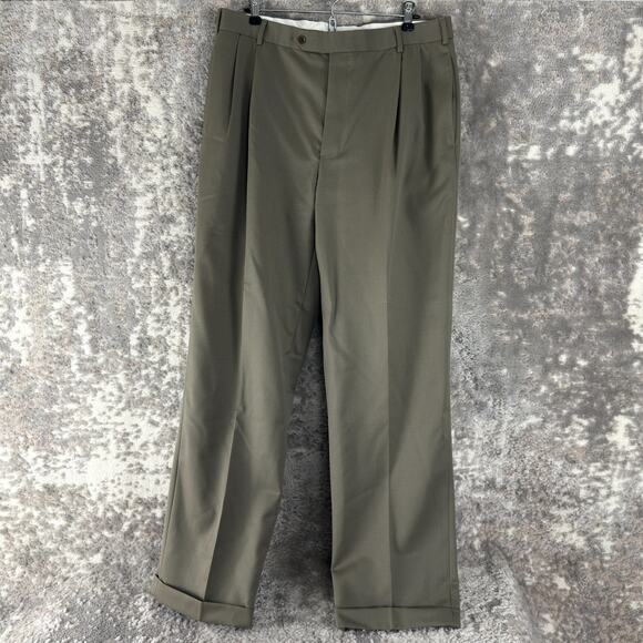 Brooks Brothers Other - Brooks Brothers Size W35 L32 Career Pleated Straight Leg Pants Gray Button Zip